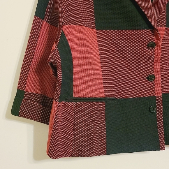 Neil Barrett | Women's Plaid Red and Black Cropped Jacket (Size Large) - Picture 2 of 13